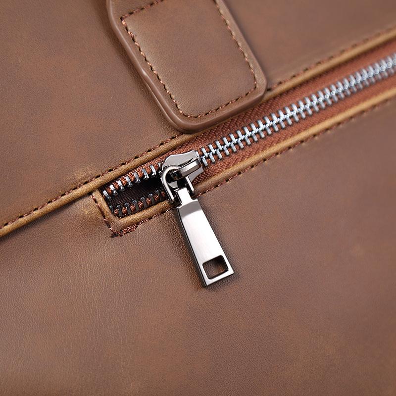 Korejská verze Crazy Horse Leather Pánská kabelka Taška přes rameno Aktovka PU Měkká kožená počítačová taška Neformální pánská taška