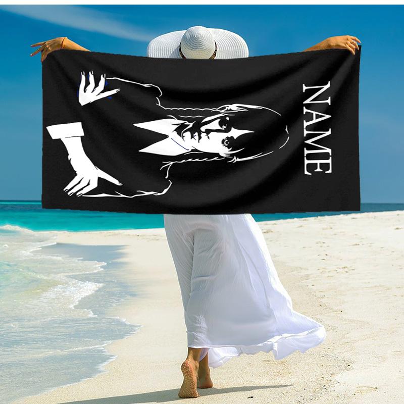 Personalized Customized Proof Beach Towel with Wednesday Addams Pattern - Soft, Absorbent,quick-drying,perfect Swimming,camping&bathing