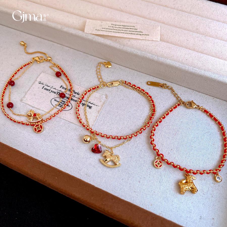 18k new Chinese style red rope natal year pony bracelet bracelet women's fashion jewelry
