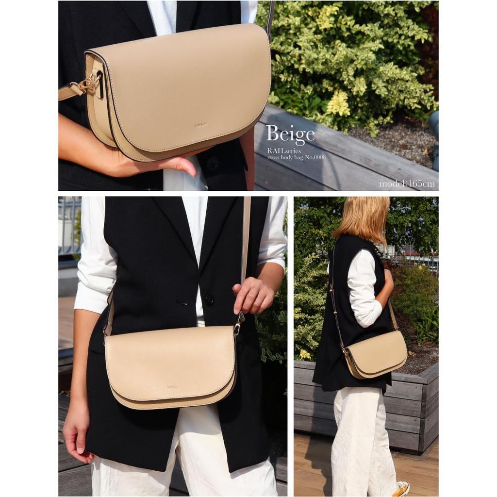 ANDSHIN Women's Shoulder Bag, Lightweight, Flap, Small, Compact, A0006 (Beige)