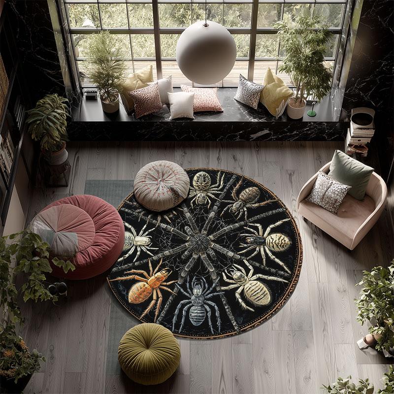 Spider & Scorpion pattern round rug,Carpet Rug for Living Room Bedroom Playroom ,Non-slip Floor Mat,Holiday Gifts and Birthday Gifts.