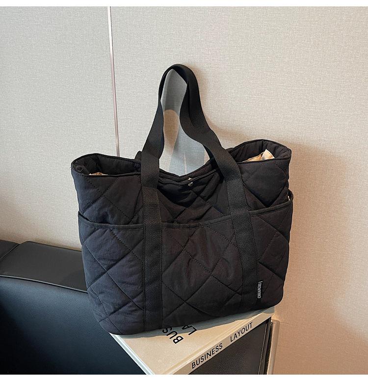 

Women s Large Capacity Cotton Tote Bag for Autumn and Winter чорний