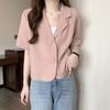Thin Short Sleeve Shirts Flip Collar V-neck Shirt Tops Basic Business Style Suit Shirt  Women