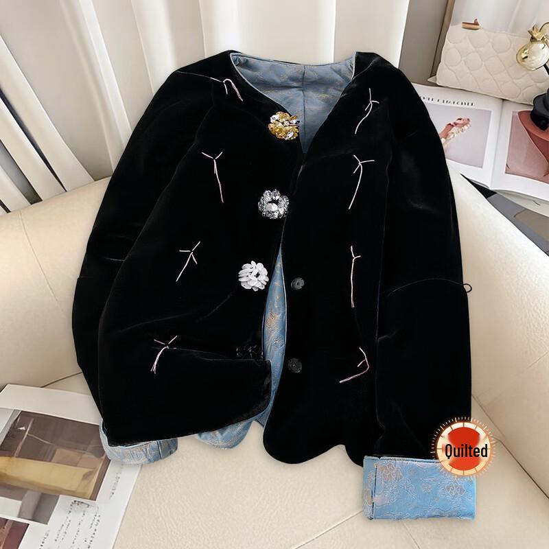 

Женская куртка Sybill She с круглым вырезом и набивкой, украшенная 3D-цветочными элементами M