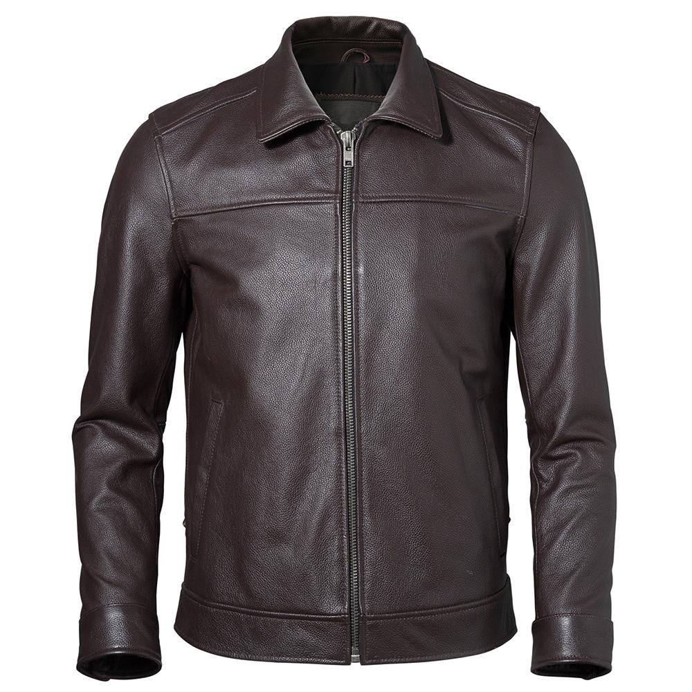 Chinese Size Men Leather Jacket 100% Real Cowhide Black Brown Men's Genuine Leather Coat Male Skin Clothing Autumn Spring Asian Size M601