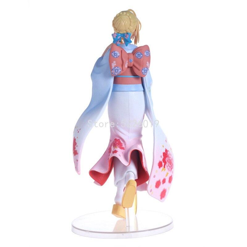 25cm Fate Stay Night Saber Kimono Ver .1 /7 Scale Action Figure Saber Sexy Girl Anime Figure Saber Figurine Collectible Model Toy