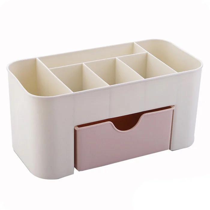 

Double Layer Plastic Makeup Organizers Storage Box Cosmetic Drawers Jewelry Display Box Desktop Make Up Container Boxe Organizer 6 розовый