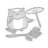 Owl Holding an Umbrella Frame Metal Silvery Stencil Embossing Cutting Dies For Diy Scrapbooking Paper Album Cards Making
