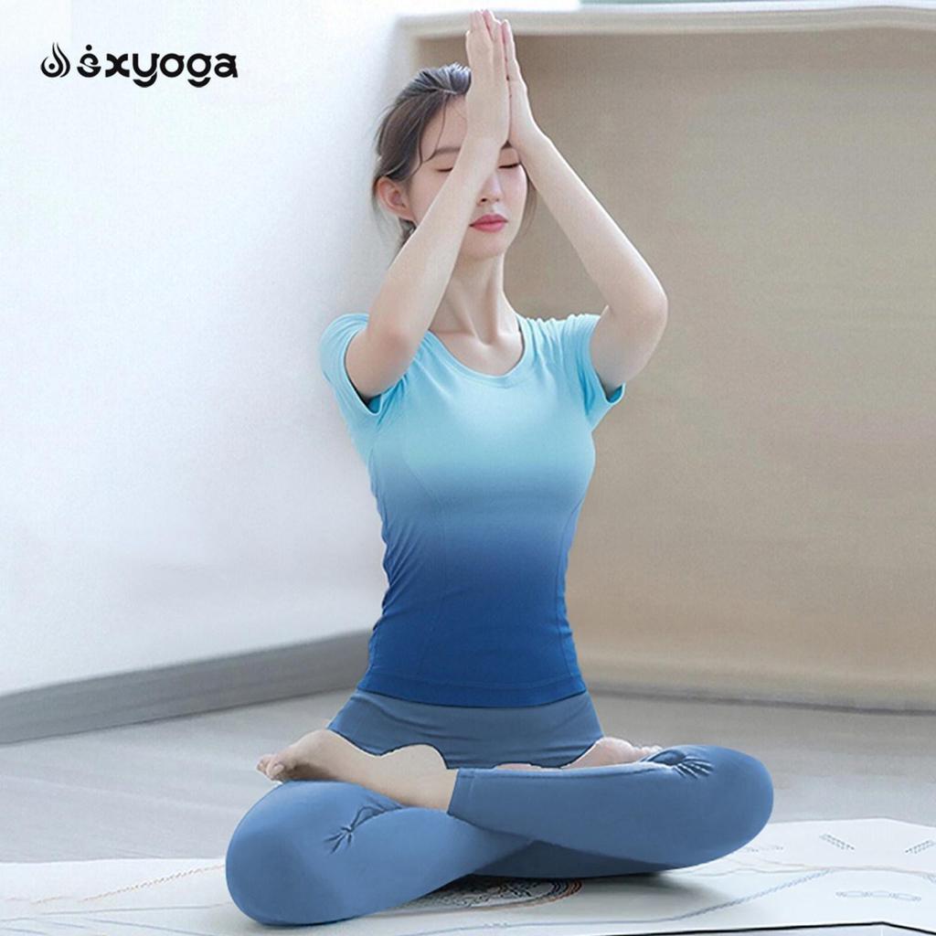 Women's Gradient Yoga Top and Shorts Fitness Set
