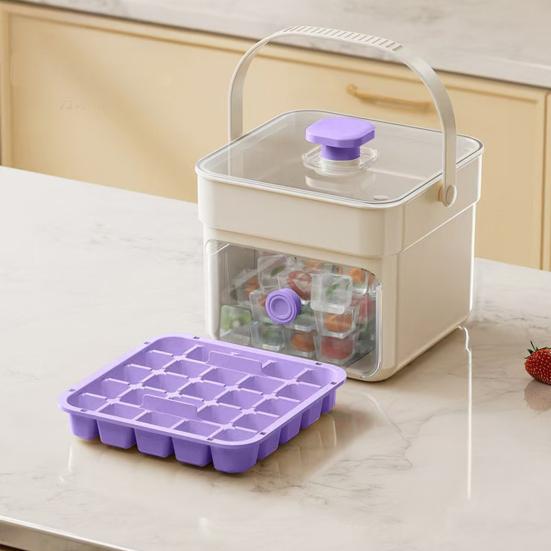 Set Vassoio Ghiaccio 2-in-1, Macchina del Ghiaccio e Contenitore di Stoccaggio, Grande Capacità