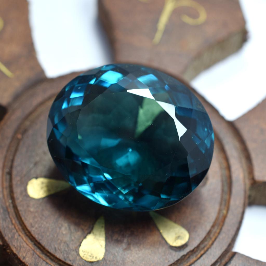 Lab-Created A++ CERTIFIED Teal Sapphire Blue Oval 73.05 Ct Gemstone Huge Size am-25