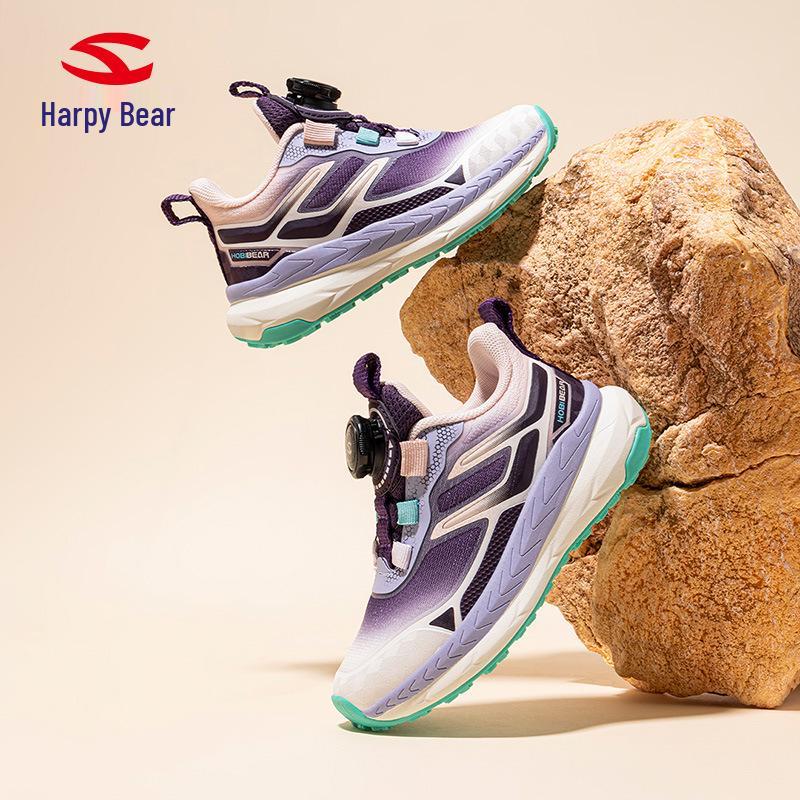 Habi Bear Boys' Double Mesh Breathable Sneakers with Rotary Buckle and Soft Sole for Spring and Autumn