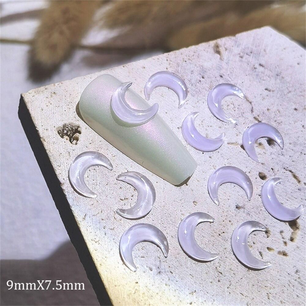 20 Stück Crescent Moon Nail Art Dekorationen Harz Eis klare Edelsteine ​​Strass Nägel Zubehör 3D DIY Maniküre Teile Charms LXY