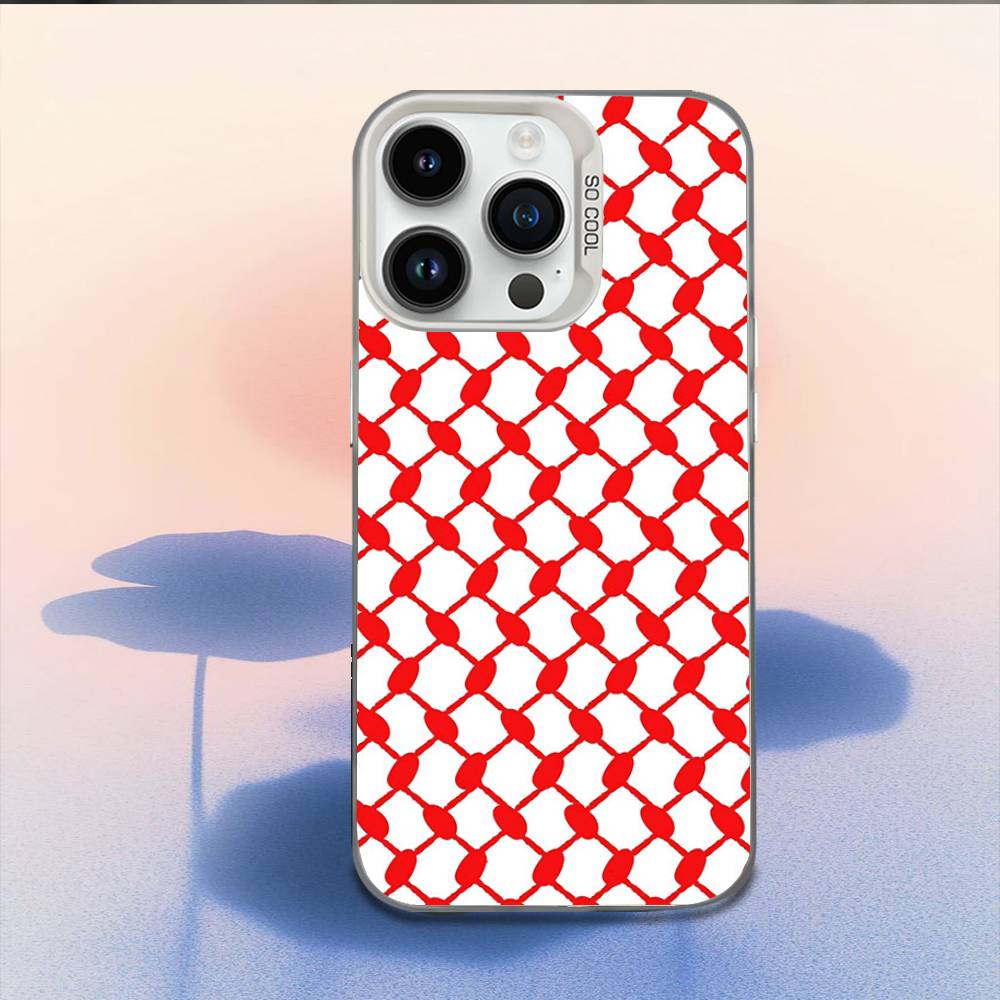 P-Palestine-S Hattah Keffiyeh Phone Case For iPhone 16,15,14,13,12,11,Mini,Pro,E,MAX White Candy Matte Shockproof Cover