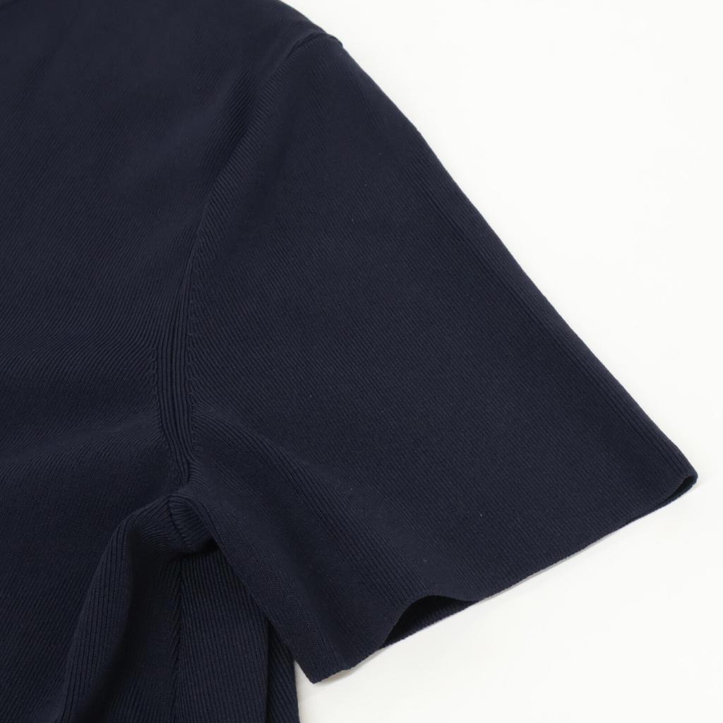 UNITED ARROWS [Excellent Condition] 1518-183-1832 Scallop Lace Combination Knit Tops * There Is No Size Description. Navy / WhiteUsed