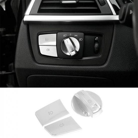 For BMW 3 4 Series GT 2013- Headlight Switch Control Matte Silver Cover Trim
