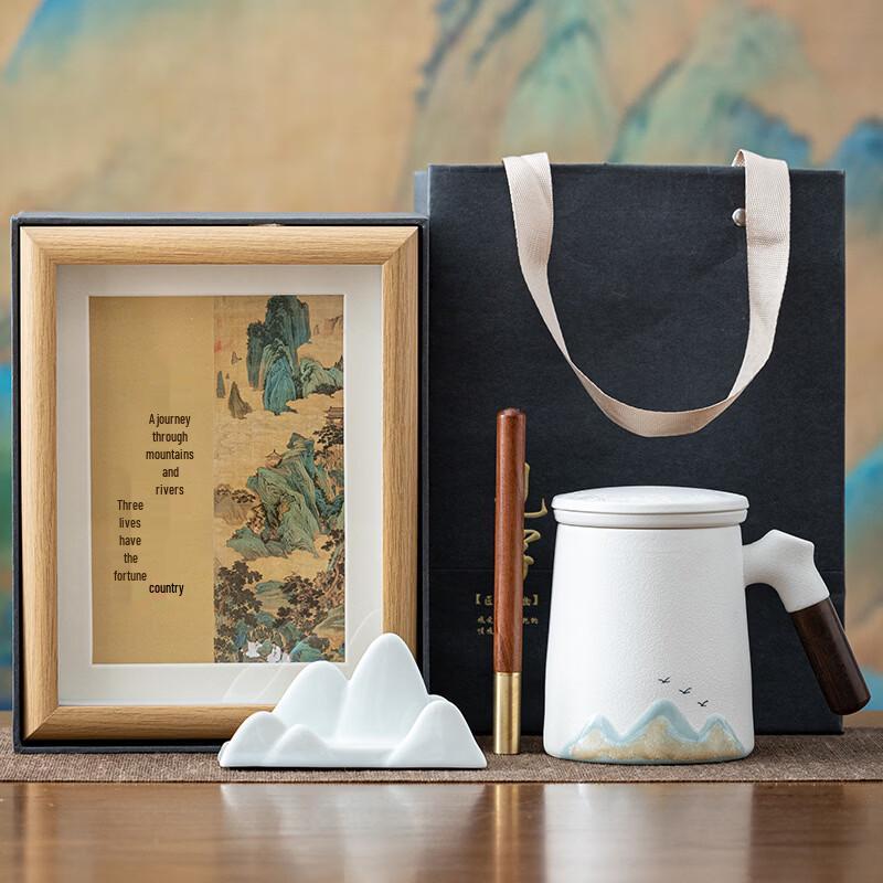 Ceramic Office Mug Gift Set Three Water One Journey Elegant Black