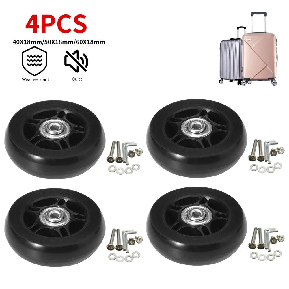 1 Pair Rubber Casters Mute Swivel Caster Wheels with Metal Bearings Axles Screw Trolley Case Wheels Wheels Bearings Repair Kits