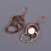 Round Mother Of Pearl Stone Copper Dangling Electroformed Sisters Gift Earrings V-108