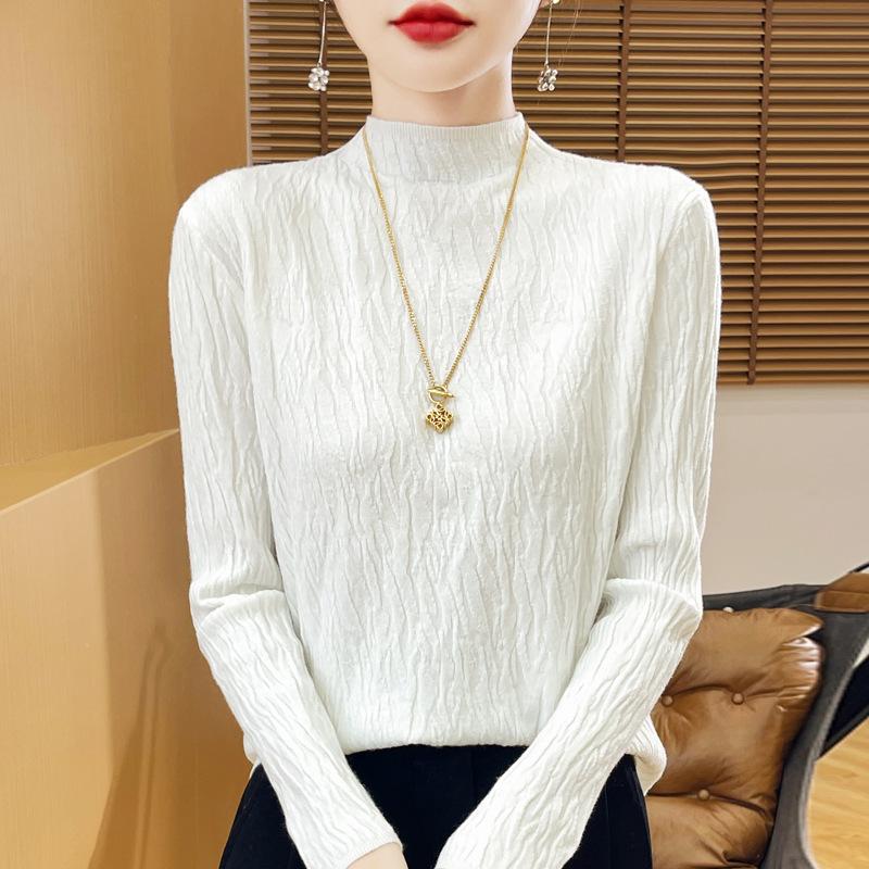 Autumn and Winter Pullover Sweater Women's Half-high Neck Knit Slim Bottoming Shirt