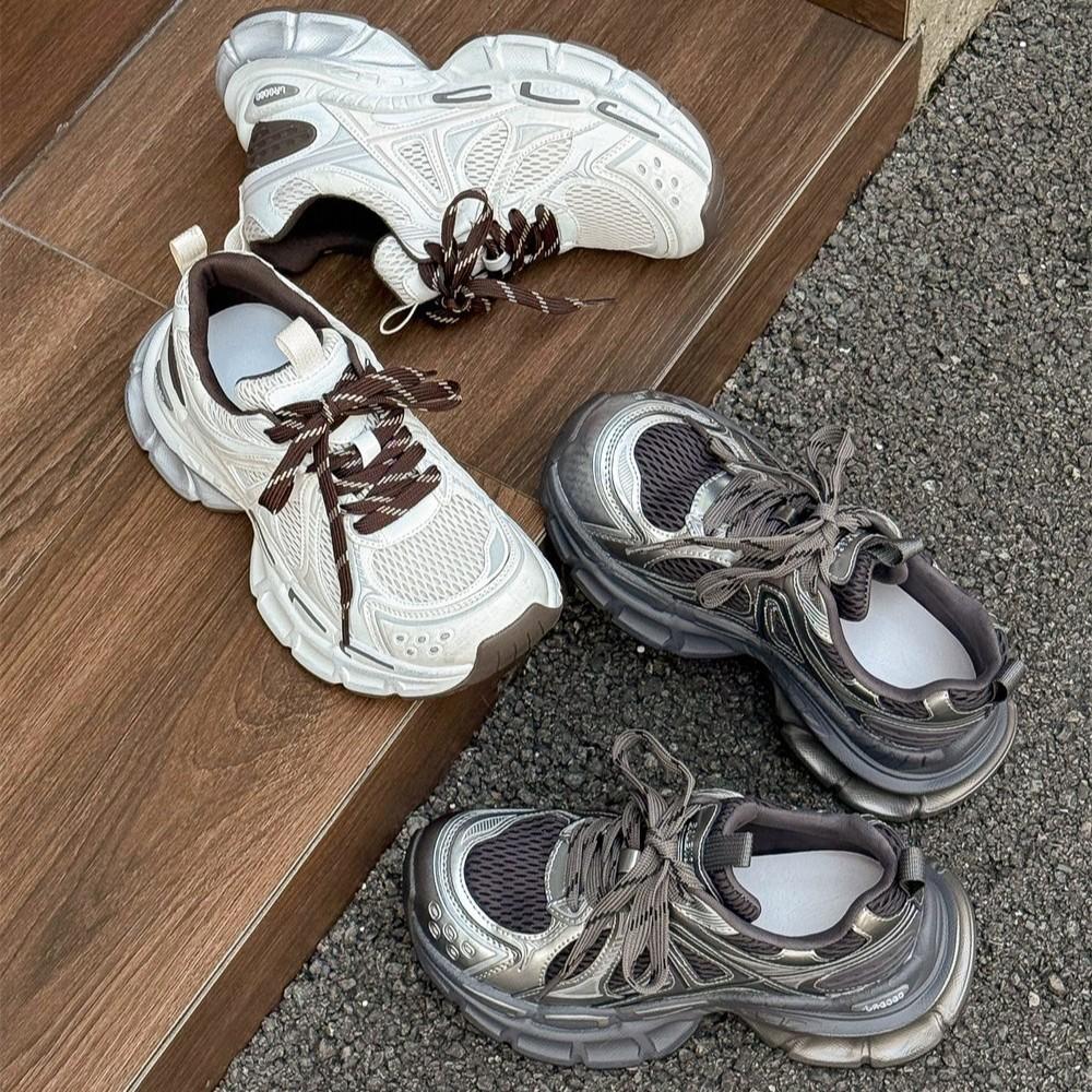 European Leather Dad Shoes Women's 2025 Autumn New Mijia Retro Versatile Thick-soled Heightening Casual Shoes Sports Shoes