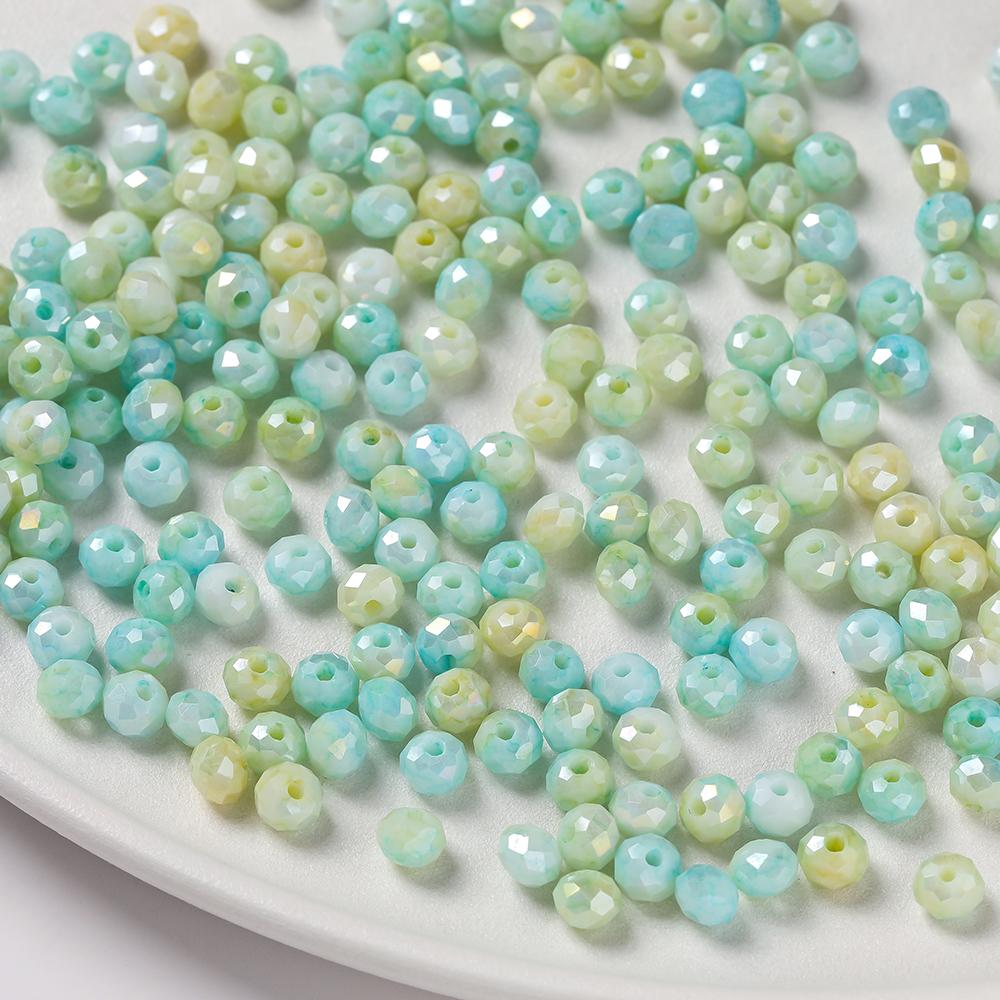 40pcs 6mm Glass Faceted Flat Round Beads Loose Spacer Beads for DIY Craft Necklace Bracelet Jewelry Making Accessories