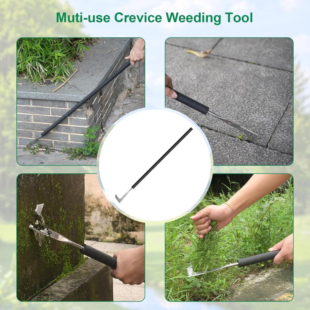 49.2” Long Handle Crack Weeder, 3 Adjustable Length Crevice Weeding Tool Manual Weeder Puller for Sidewalk, Paver, Wall Gaps, Lawn Yard Gardening