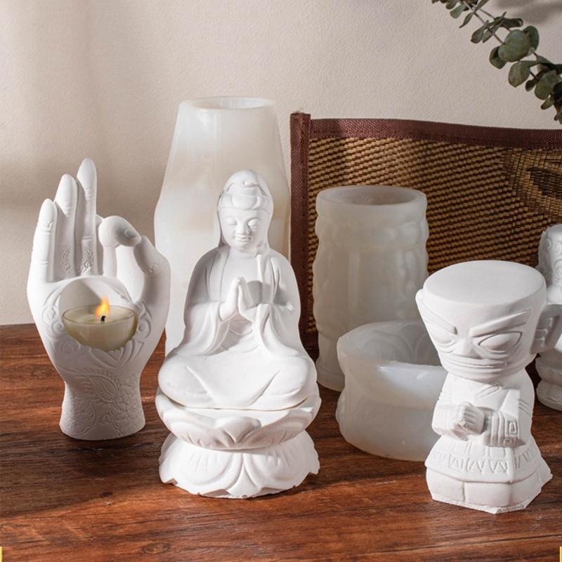 Handmade Candle Making Mold Guanyin Statue Silicone Molds DIY Ornaments Candle Mould Home Decorations Silicone Moulds