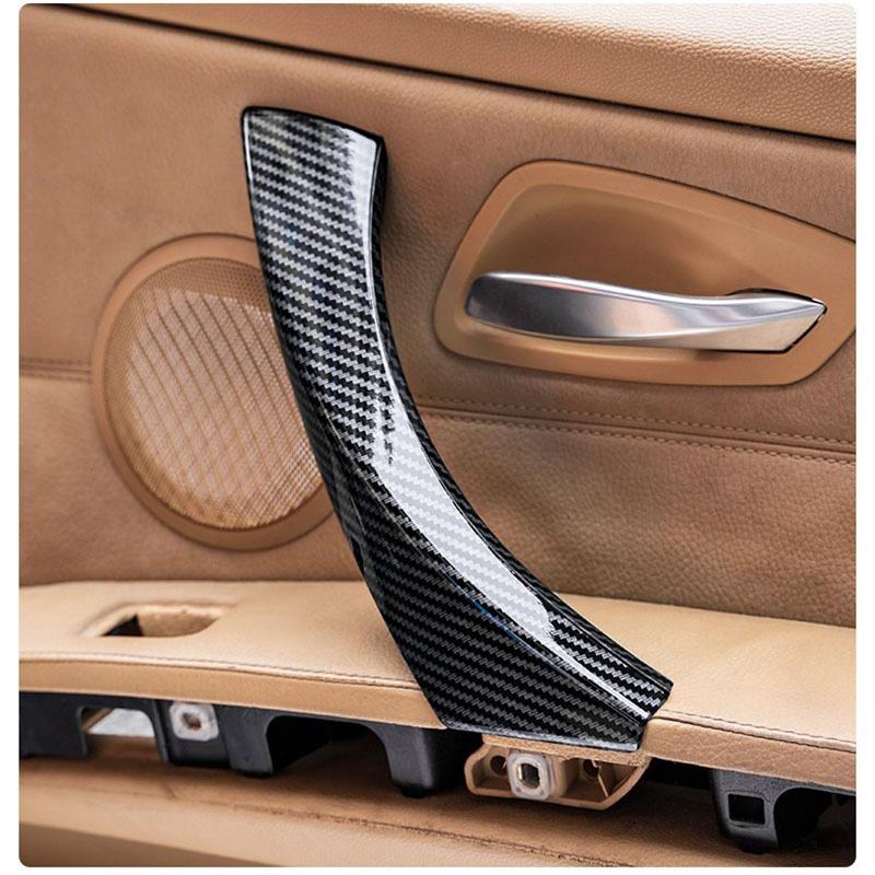 6 st ABS-plast Kolfiber Bil Interiör Dörrhandtag Drag Trimskydd för BMW E90 E91 3-serien Sedan, Kombi 2005-2012