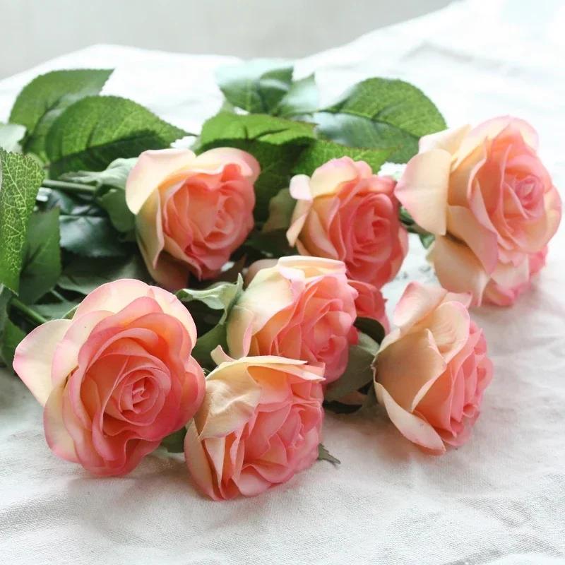Latex Real Touch Rose Artificial Silicone Rose Flowers for Wedding Home Party Decoration Fake Flower Christmas New Year Gift