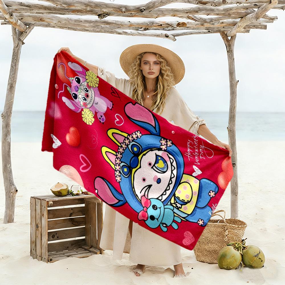 Labubu Beach Towel Quick-Dry Soft Microfiber Comfortable Lightweight Perfect for Traveling Yoga Camping and Swimming