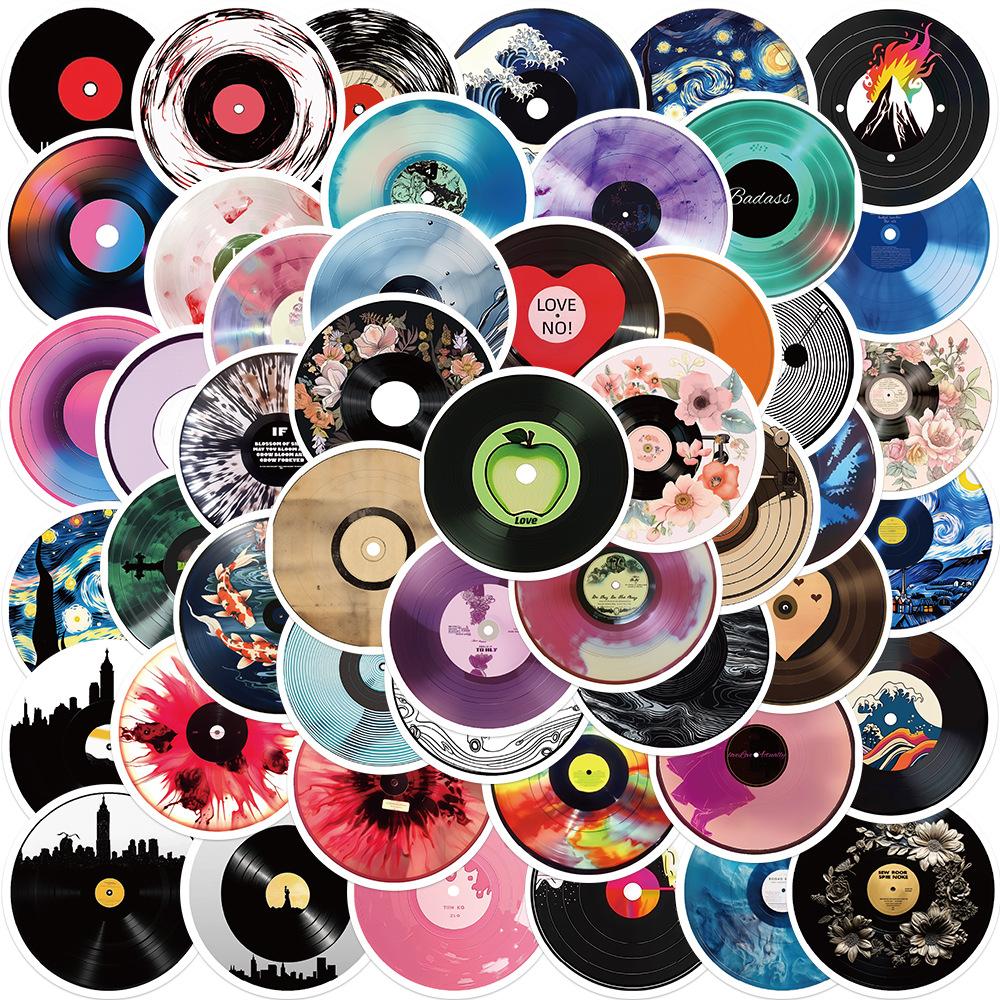 50 Vinyl CD Record Stickers Personalized Decoration Guitar Laptop Suitcase DIY Waterproof Stickers