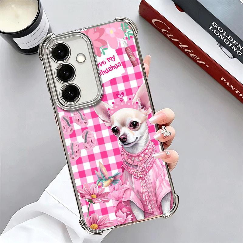 Chihuahua Puppy Teacup Dog Plating Phone Case For Samsung A17 A07 A37 A57 A16 A56 A15 A55 A14 A54 A13 A53 A26 A36 A25 A35 A24 A3
