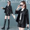 New Autumn Korean Style Loose Short Coat Women's Leather Jacket Skirt Popular Motorcycle Top Small Leather Jacket