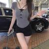 Pure Desire Fake Two Pieces Lace Lace Bow Short-sleeved T-shirt Women's Summer New Sweet Spice Girl Slim Niche Top