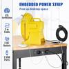 Workbench Adjustable Height, 183 x 64 cm Garage Table w/ 72 – 97 cm Heights & 900KG Load Capacity, with Power Outlets & Hardwood Top & Metal Frame &