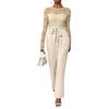 Fashion Women Jumpsuit Ladies Clothes Lace Stitching Zip-up Lace up Jumpsuit