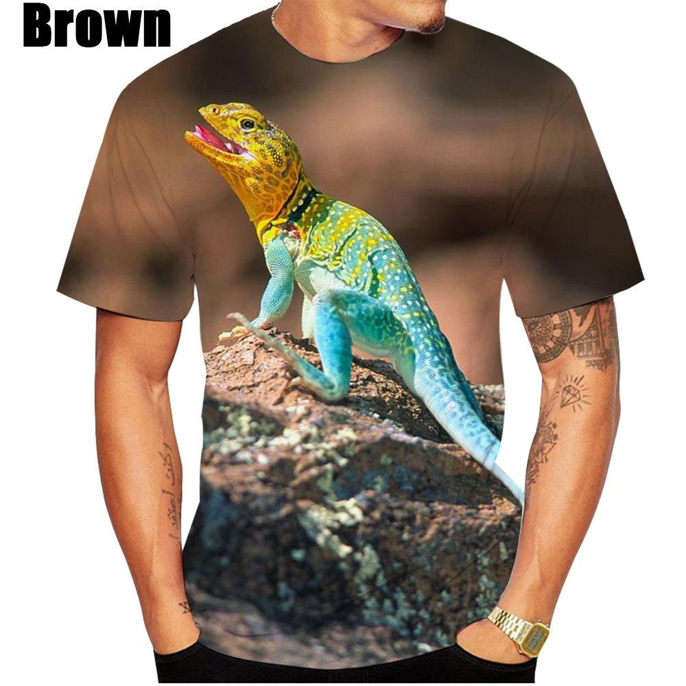 

Мужская/женская 3D-футболка с изображением животного геккона с коротким рукавом, модная тонкая футболка, повседневная футболка S красный
