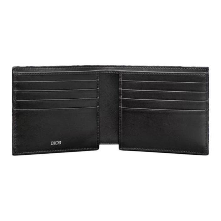 Dior Vyšívaná Monogramová Kožená Podšívka Krátká Dvojitě Skládací Látková Peněženka Unisex Peněženka Béžová Černá 2OBBH027YSE-H05E