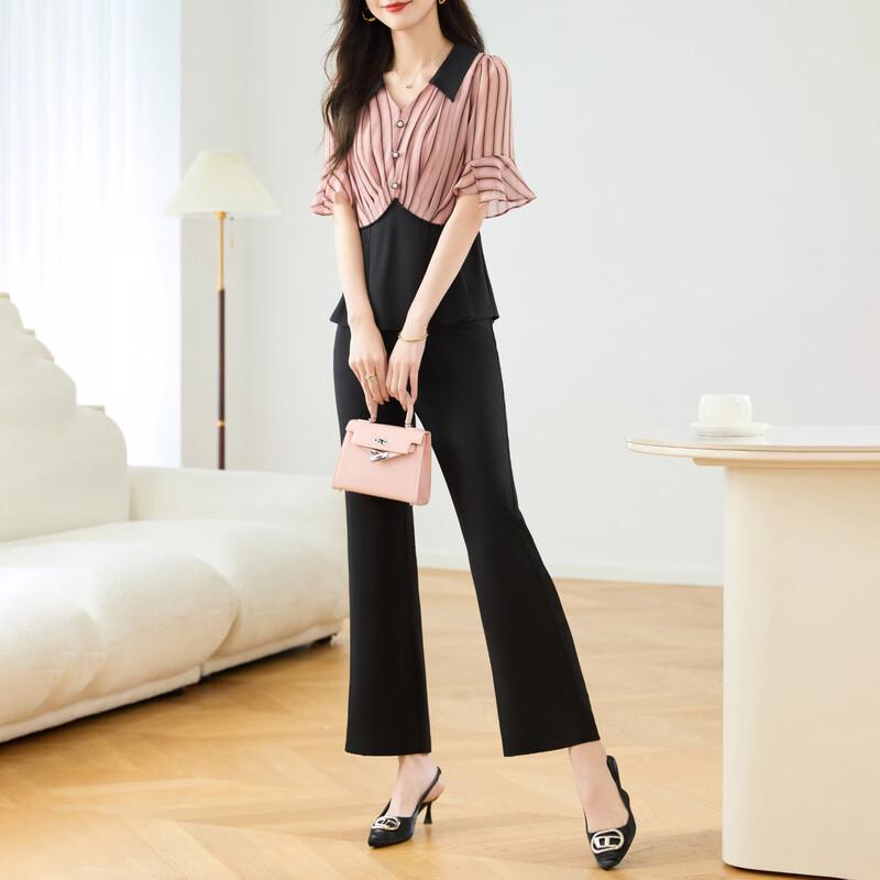 Kebell Women s Striped Fashion Two-Piece Set 3XL
