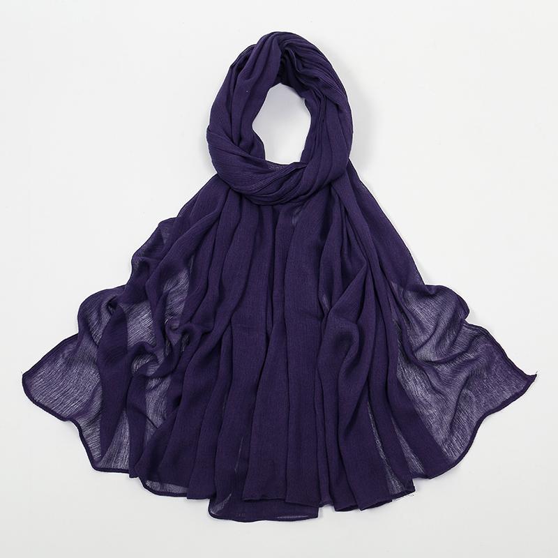 Crinkle Muslim Women Hijab Wrinkle Rayon Headscarf Solid Color Women's Turban Plain Viscose Cotton Musulman Femme Shawl Ramanda