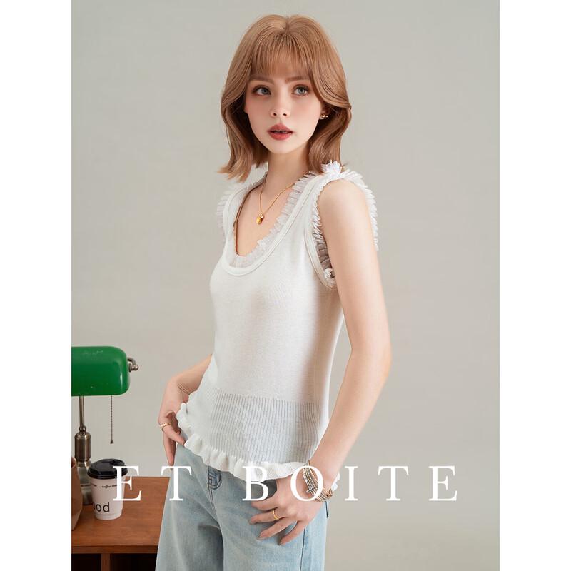 Lace Edge Wool Blend Vest One Size