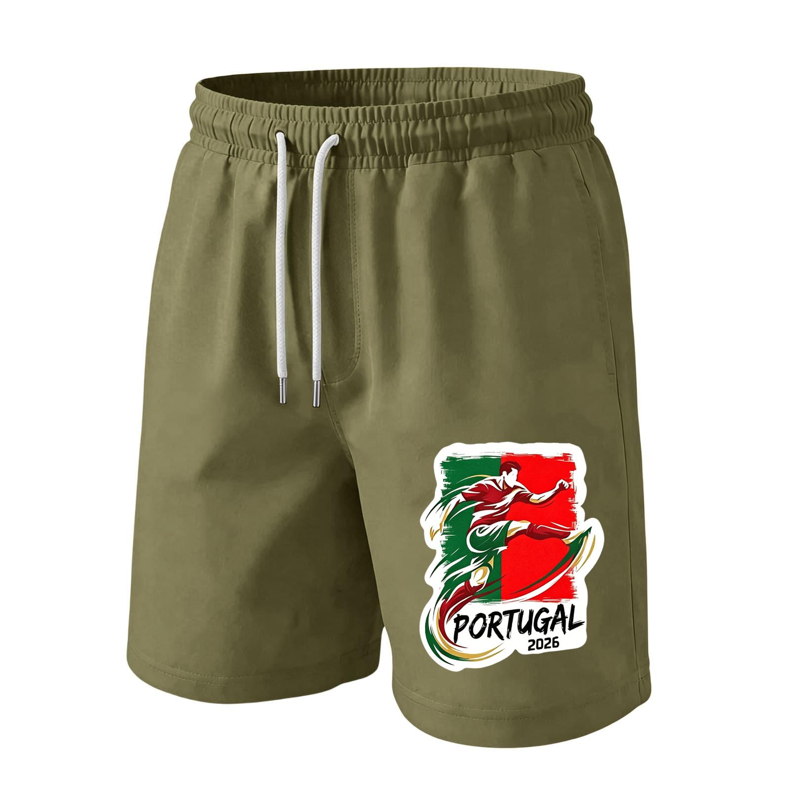 Men’s Drawstring Waist Shorts with 2026 Print Loose Fit Cotton Comfortable World Design L