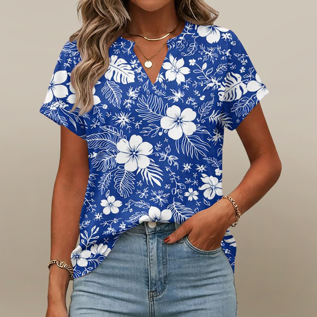 Tops para Mujer Camiseta de Manga Corta Camisas de Verano con Cuello en V Blusas de Trabajo Túnica de Negocios