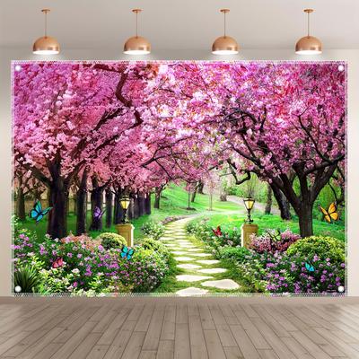 Cherry Blossom Forest Landscape Decoration Background Winter Photography Backdrop Decorations For Photo Studio Photo Booth Christams Party