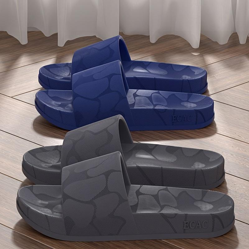 Classic Slippers, Moire Pattern EVA Indoor/Outdoor Slip-On Sandals, Round Toe Non-Slip Sole Odor-Resistant Insole, for Men, All-Season House Slippers