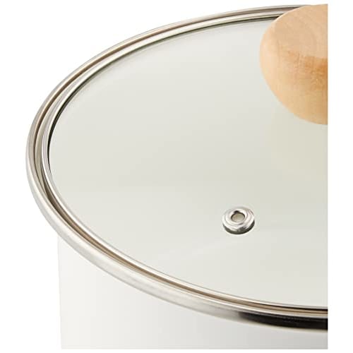 Bestco IH Enamel Saucepan, 18cm, with Glass Lid, White, NQ-0011 Bianco