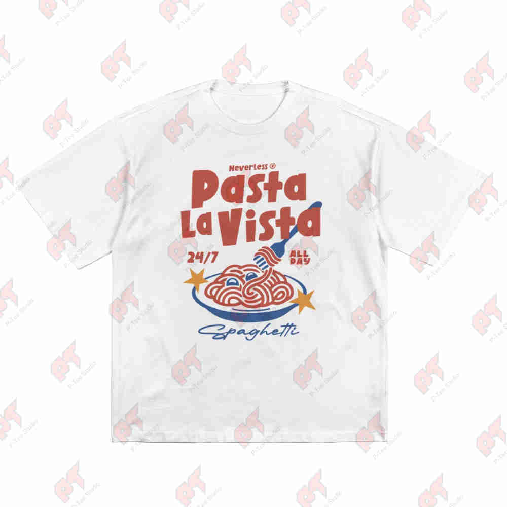 Pasta La Vista Spaghetti Noodle Short Sleeve Tee 100% Cotton T-Shirt
