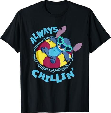 Lilo Stitch Always Chillin Black TShirt S