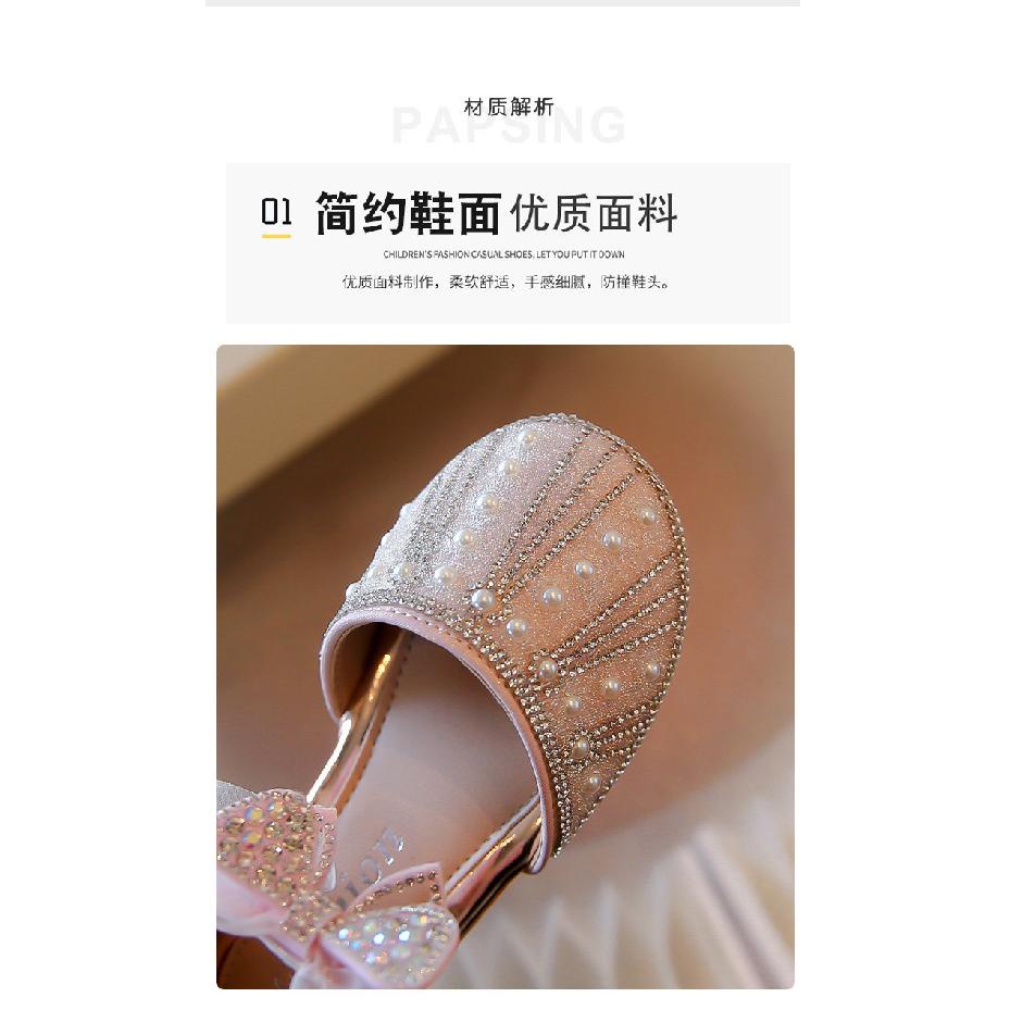 Princess shoes for girls2026Summer new style rhinestone soft-soled non-slip bowknot fashion half-sandals for children with crystals
